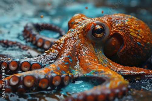 Orange Octopus Elegance A Graceful Cephalopod in the Depths
