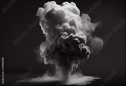 Black smoke with the background in the style of liquid emulsion printing. photo