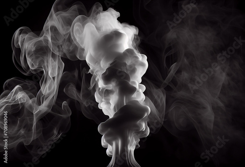 Black smoke with the background in the style of liquid emulsion printing. photo