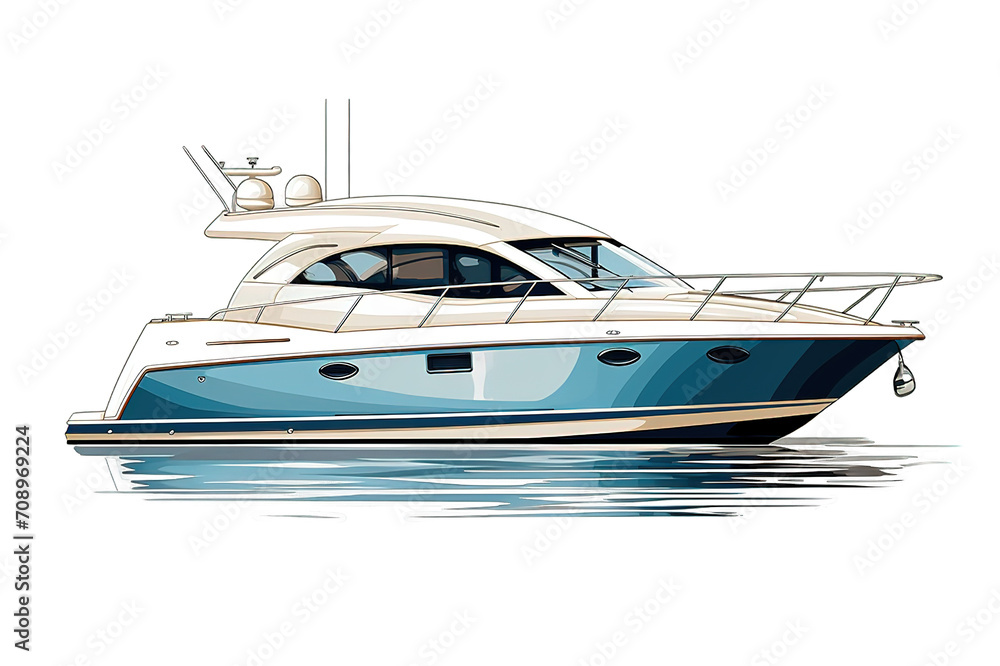 Speed yacht isolated on PNG Background. Generative Ai. Speed yacht isolated on PNG Background. Generative Ai.