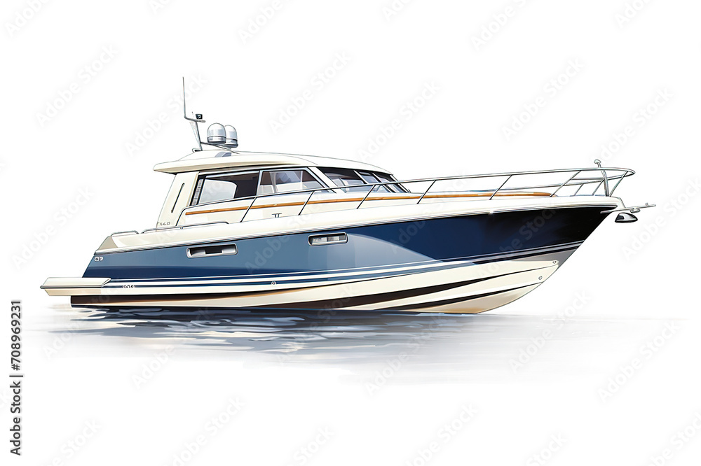 Speed yacht isolated on PNG Background. Generative Ai. - obrazy, fototapety, plakaty 