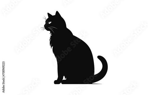 Cat Silhouette black Vector isolated on a white background