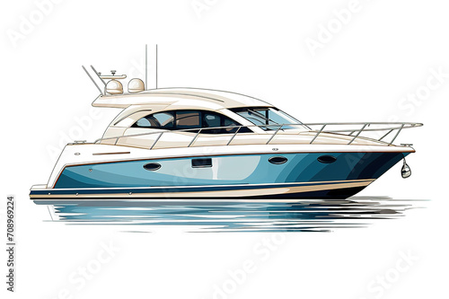 Speed yacht isolated on PNG Background. Generative Ai.