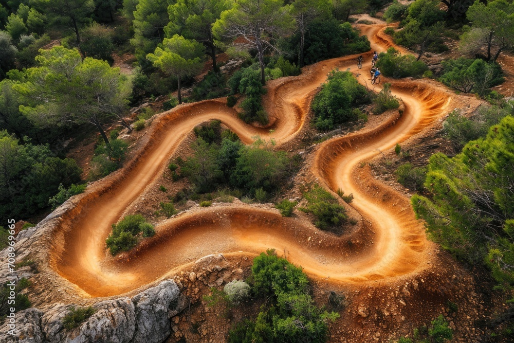 Thrilling Aerial Adventure: Abstract Mountain Biking Trails Thrilling Aerial Adventure: Abstract Mountain Biking Trails