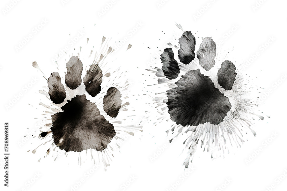 Ink Dog's Paw illustration, Cat`s Paw isolated on PNG Background