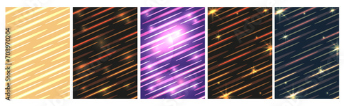 Set web posters design with Movement effect. Collection backgrounds with glowing Gradient elements and lines. Vector illustration can used web banner and postcard template. EPS 10