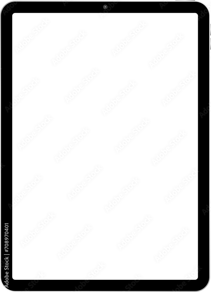 illustration of front view realistic tablet air5 mockup with blank white screen isolated transparent background for banner or web design or advertising printing presentation.