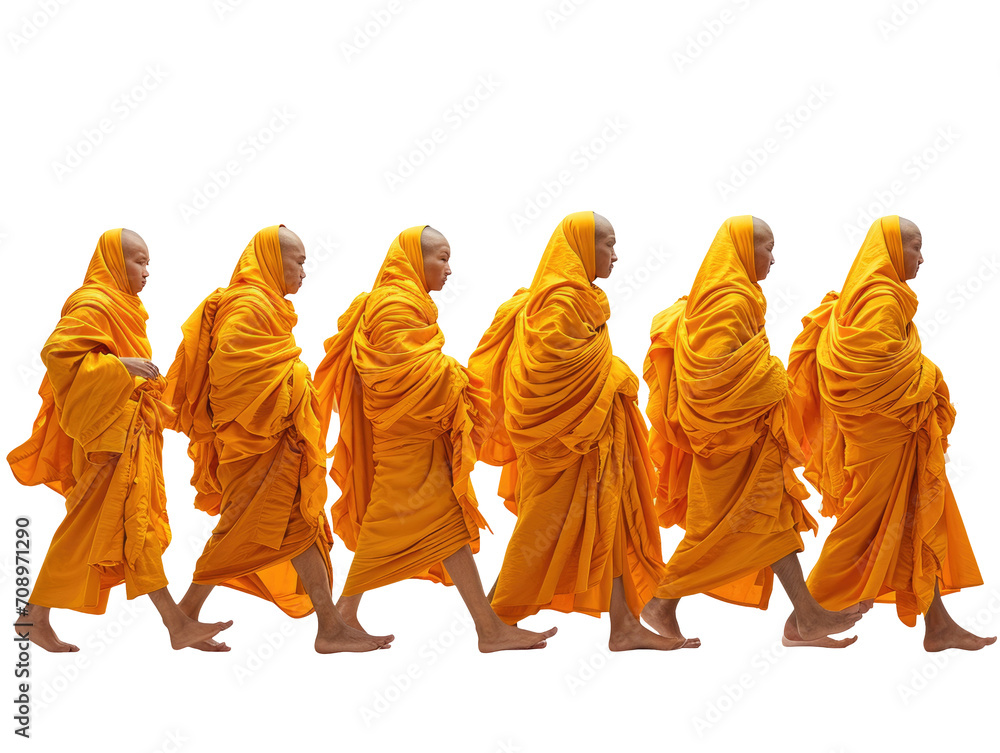 Monks in Procession - obrazy, fototapety, plakaty 