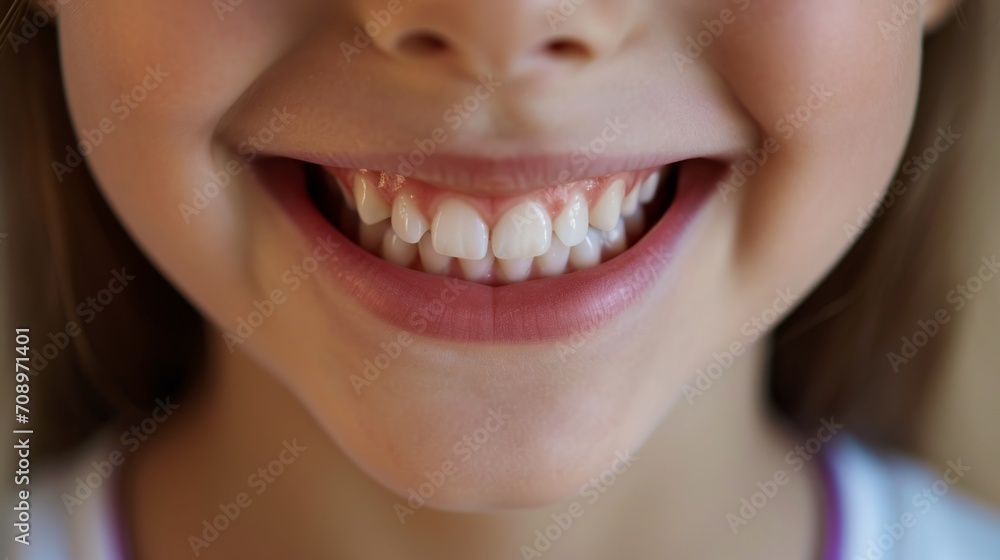 Closeup smile with beautiful teeth. Child's smile Closeup smile with beautiful teeth. Child's smile