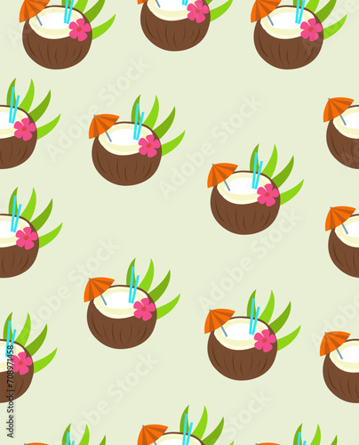 Coconut shakes pattern on a light green background.