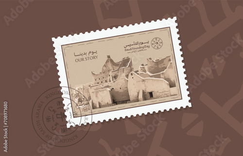 Saudi Arabia Founding Day, (Translation of Arabic text: founding day).