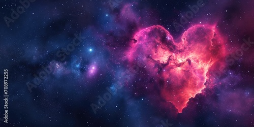heart nebula in space with coloful background and stars for love and romance photo
