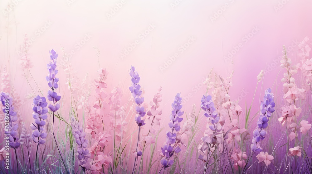 Naklejka premium light pastel spring background illustration airy floral, fresh vibrant, colorful serene light pastel spring background