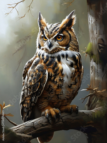 Krzysztof Boguszewski s Digital Masterpiece Capturing the Majestic Great Horned Owl ai generated