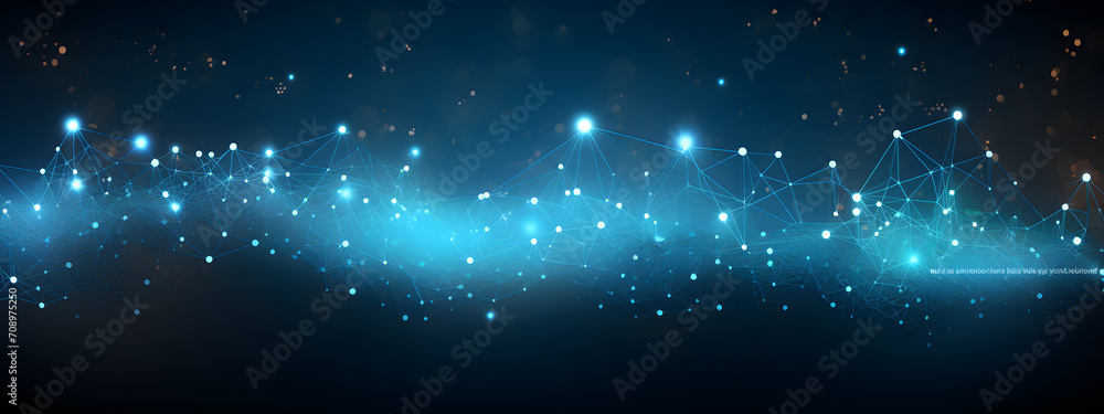 Technology background with plexus effect. Big data concept. Binary computer code. Vector illustration
