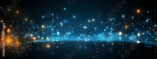 Technology background with plexus effect. Big data concept. Binary computer code. Vector illustration photo