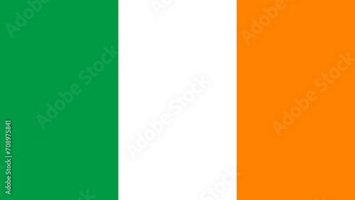 The national flag of Ireland with the correct official colours which is a tricolour of three horizontal stripes of green, white and orange, stock illustration image photo