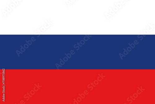The national flag of the Russian Federation of Russia with the correct official colours which is a tricolour of three horizontal stripes of white, blue and red, stock illustration image