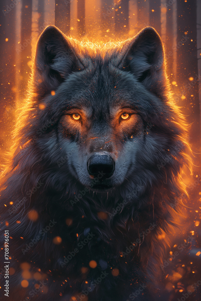 Wolf's Enchanting Glow in the Realm of Magic