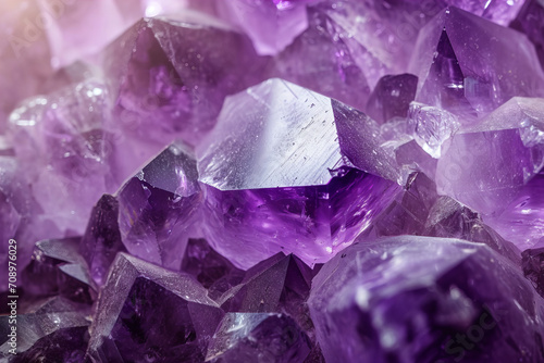  Close-up amethyst texture with beautiful light refraction and chiseled facets