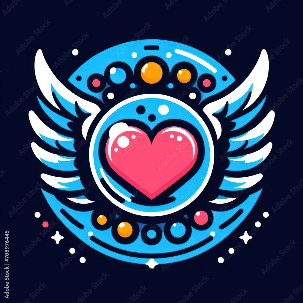 Obraz premium blue heart with wings