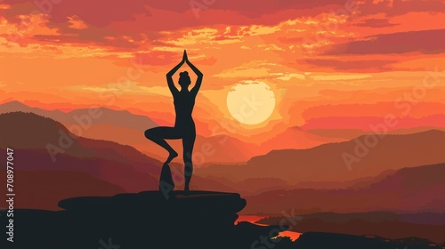  a silhouette of a person doing a yoga pose in front of an orange and pink sky with the sun setting behind the silhouette of a person doing a handstand.