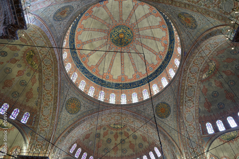 Sultanahmet Blue Mosque in Istanbul, Turkey - interior view
