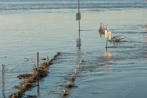 High water in the river IJssel between De Steeg and Doesburg in the Netherlands