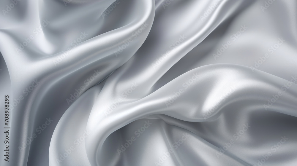 Obraz premium Silky white satin fabric captured with graceful folds and a luxurious sheen, suggesting purity and elegance.