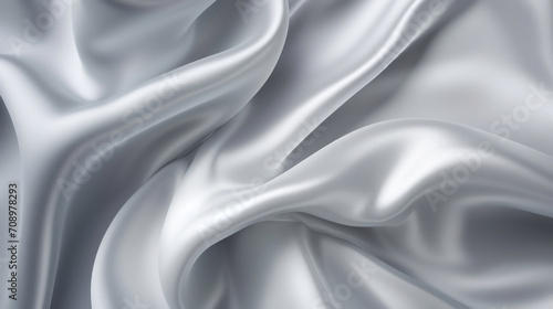 Silky white satin fabric captured with graceful folds and a luxurious sheen, suggesting purity and elegance.