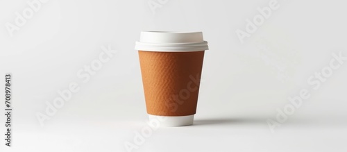 To-go cup for hot drinks on white background.