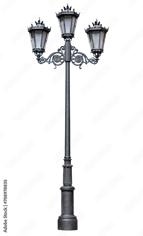 An old street lamppost isolated over white An old street lamppost isolated over white