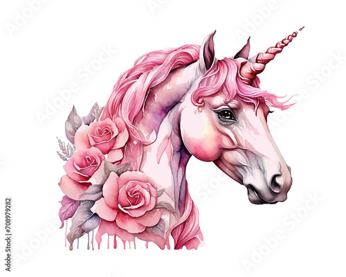 unicorn with flowers valentine design