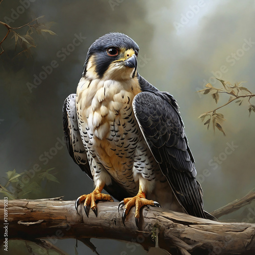 Krzysztof Boguszewski's Photorealistic Digital Portrait of a Peregrine Falcon Perched in DeviantArt HD ai generated photo