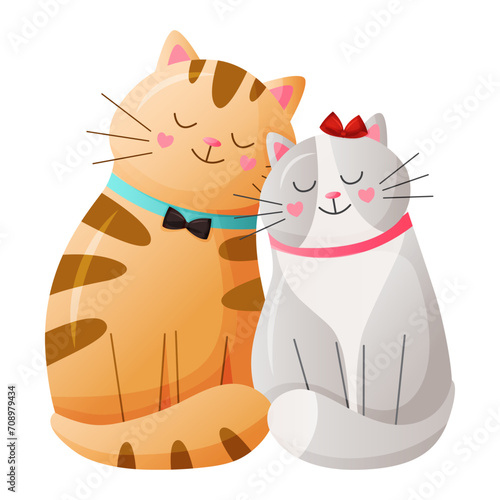 Vector Valentine's day couple in love hugs. February 14. Cartoon characters isolated on white background