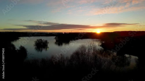 4K Footage Aerial View of Manvers Lake, Wath Upon Dearne, Rotherham, South Yorkshire, England photo