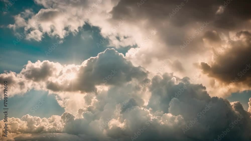 Flying through the cumulus cloud masses. Seamlessly looped video. Includes matte layer.
