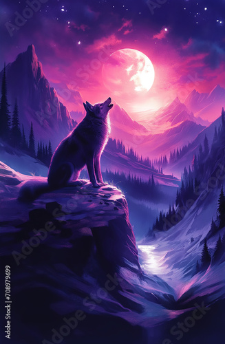 Wolf's Howl Echoes Beneath the Glowing Embrace of the Moon