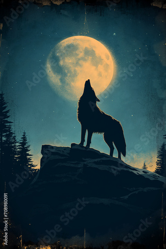 Wolf's Howl in the Glow of Celestial Radiance © artefacti
