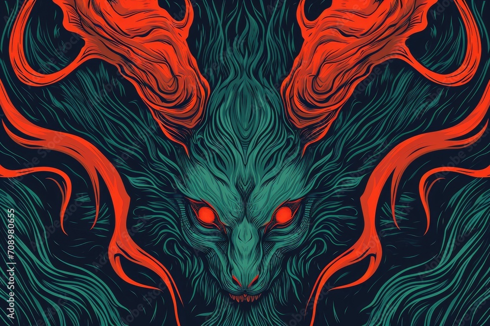 evil demon head on a dark background