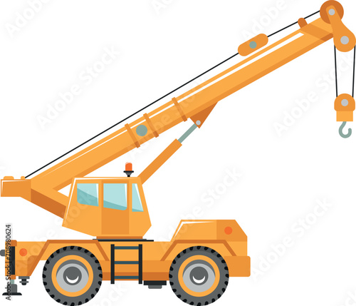 Mobile Crane Icon in Flat Style. Vector Illustration