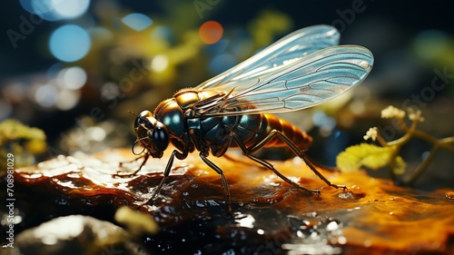 Mesmerizing Depiction of a Small Insect Amidst a Skillfully Defocused Background - AI Generative