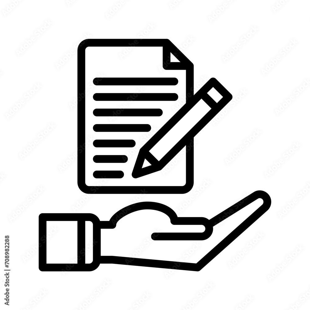 edit file document and hand icon outline black style. Business and finance icons edit file document and hand icon outline black style. Business and finance icons