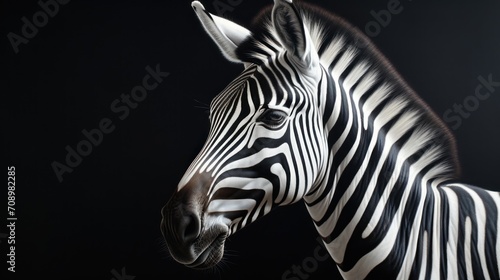 a close up of a zebra s head on a black background with a blurry image of the zebra s head and the other side of the zebra s head.
