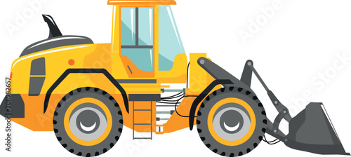 Wheel Loader Icon in Flat Style. Vector Illustration