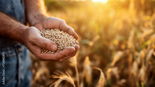 grains in hands signify harvest and wheat agriculture photo