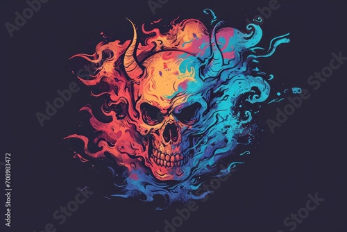 evil demon skull on a dark background