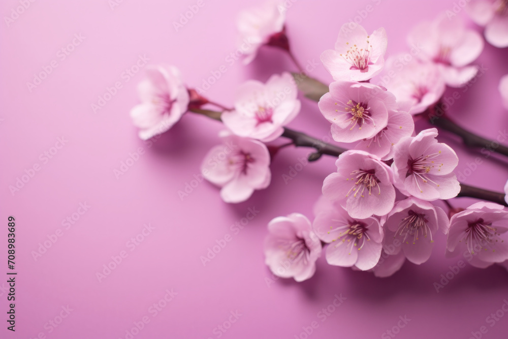 Delicate cherry blossoms bloom against a soft pink backdrop, embodying the fleeting beauty of spring and the cherished Japanese hanami Delicate cherry blossoms bloom against a soft pink backdrop, embodying the fleeting beauty of spring and the cherished Japanese hanami