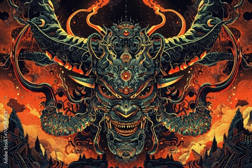 Wallpaper Mural evil demon head on a dark background Torontodigital.ca