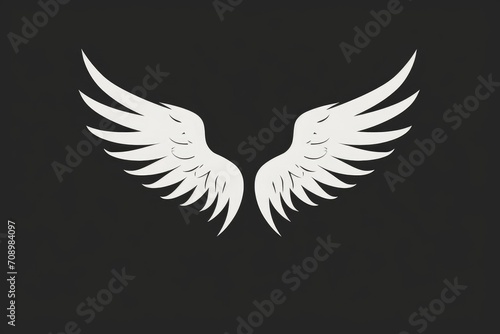 Emblem of Love and Freedom: Angelic Heart Wings on Dark Backdrop - Generative AI © Gelpi